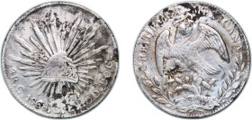 Mexico Federal Republic 1868 C CE 8 Reales Silver (.903) Culiacán Mint 26.96g VF Chopmarked KM 377