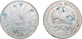Mexico Federal Republic 1868 Pi PS 8 Reales Silver (.903) San Luis Potosi Mint 26.49g XF Chopmarked KM 377