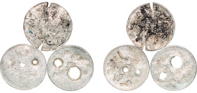 Mexico Federal Republic 1869 - 1873 1 Peso "Balanza" (3 Lots) Silver (.9027) VF Chopmarked KM 408