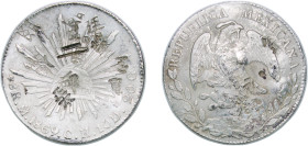 Mexico Federal Republic 1869 Mo CH 8 Reales Silver (.903) Mexico City Mint 26.63g VF Chopmarked KM 377