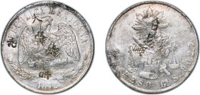 Mexico Federal Republic 1872 Go S 1 Peso "Balanza" Silver (.9027) Guanajuato Mint (4067000) 26.88g XF Chopmarked KM 408