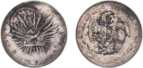 Mexico Federal Republic 1872 Ho PR 8 Reales Silver (.903) Hermosillo Mint 26.94g VF Chinese ink Chopmarked KM 377