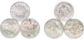 Mexico Federal Republic 1876 - 1896 8 Reales (3 Lots) Silver (.903) XF Chopmarked KM 377