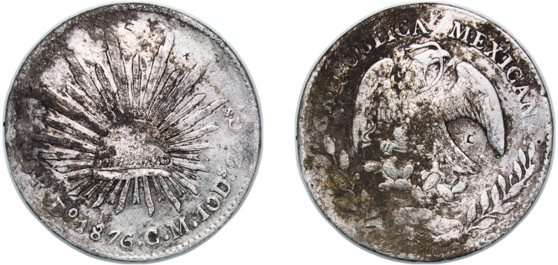 Mexico Federal Republic 1876 Do CM 8 Reales Silver (.903) Durango Mint 25.7g VF ...