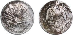 Mexico Federal Republic 1876 Do CM 8 Reales Silver (.903) Durango Mint 25.7g VF Chopmarked KM 377