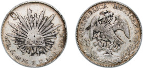 Mexico Federal Republic 1876 Mo BH 8 Reales Silver (.903) Mexico City Mint 27g VF Chopmarked KM 377