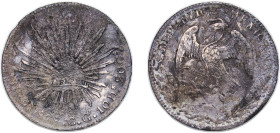 Mexico Federal Republic 1878 CN CG 8 Reales Silver (.903) Culiacán Mint (483000) 26.85g XF KM 377