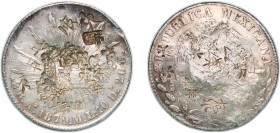 Mexico Federal Republic 1879 A ML 8 Reales Silver (.903) Alamos Mint 27.07g XF Chopmarked KM 377