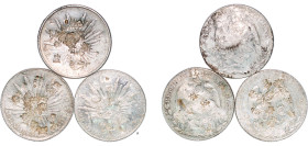 Mexico Federal Republic 1880 - 1892 8 Reales (3 Lots) Silver (.903) XF Chopmarked KM 377