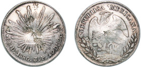Mexico Federal Republic 1880 Do JP 8 Reales Silver (.903) Durango Mint 26.58g XF Chopmarked KM 377