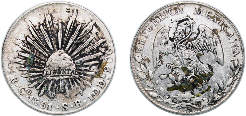 Mexico Federal Republic 1881 Go SB 8 Reales Silver (.903) Guanajuato Mint (39740...