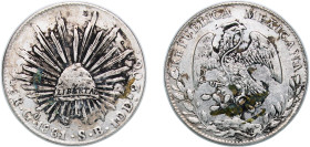 Mexico Federal Republic 1881 Go SB 8 Reales Silver (.903) Guanajuato Mint (3974000) 27.02g VF Chinese ink Chopmarked KM 377