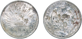 Mexico Federal Republic 1882 Mo MH 8 Reales Silver (.903) Mexico City Mint (2746000) 26.64g VF Chopmarked KM 377