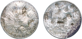 Mexico Federal Republic 1883 Go BR 8 Reales Silver (.903) Guanajuato Mint 26.94g XF Chopmarked KM 377