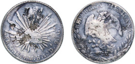 Mexico Federal Republic 1884 Mo MH 8 Reales Silver (.903) Mexico City Mint 26.7g VF Chopmarked KM 377