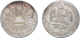 Mexico Federal Republic 1884 Zs JS 8 Reales Silver (.903) Zacatecas Mint 27.07g XF KM 377