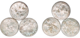 Mexico Federal Republic 1885 - 1892 8 Reales (3 Lots) Silver (.903) XF Chopmarked KM 377