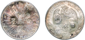 Mexico Federal Republic 1885 Do MC 8 Reales Silver (.903) Durango Mint (547000) 26.89g VF Chopmarked KM 377