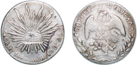 Mexico Federal Republic 1885 Pi MH 8 Reales Silver (.903) San Luis Potosi Mint (1736000) 26.9g VF Chopmarked KM 377