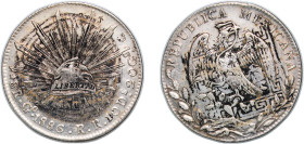 Mexico Federal Republic 1886 Go RR 8 Reales Silver (.903) Guanajuato Mint (4127000) 27.04g VF Chinese ink Chopmarked KM 377