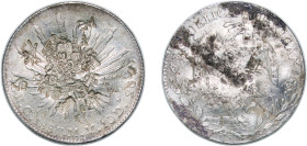 Mexico Federal Republic 1887 Ca MM 8 Reales Silver (.903) Chihuahua Mint (2625000) 26.67g VF Chopmarked KM 377
