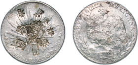 Mexico Federal Republic 1888 Go RR 8 Reales Silver (.903) Guanajuato Mint (3985000) 26.94g VF Chopmarked KM 377