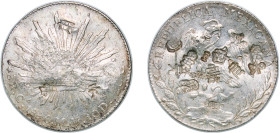 Mexico Federal Republic 1890 Ca MM 8 Reales Silver (.903) Chihuahua Mint (2137000) 26.99g VF Chopmarked KM 377