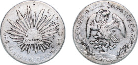 Mexico Federal Republic 1890 Mo MH 8 Reales Silver (.903) Mexico City Mint (7412000) 26.93g VF Chopmarked KM 377
