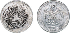 Mexico Federal Republic 1892 Do JP 8 Reales Silver (.903) Durango Mint (1597000) 27.07g XF Chinese Ink Chopmarked KM 377