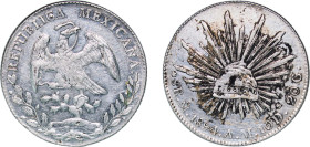 Mexico Federal Republic 1894 Mo AM 8 Reales Silver (.903) Mexico City Mint (12394000) 26.96g XF Chopmarked KM 377