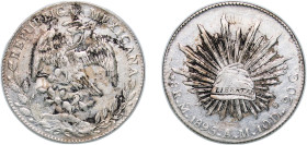 Mexico Federal Republic 1895 Mo AM 8 Reales Silver (.903) Mexico City Mint (10474000) 27.08g VF Chinese ink Chopmarked KM 377