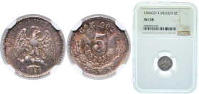 Mexico Federal Republic 1896 Go R 5 Centavos Silver (.903) Guanajuato Mint (525000) 1.4g NGC AU 58 KM 398
