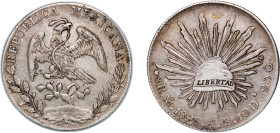 Mexico Federal Republic 1896 Mo AB 8 Reales Silver (.903) Mexico City Mint (9327000) 27.05g XF KM 377