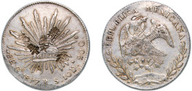 Mexico Federal Republic 1897 Go RS 8 Reales Silver (.903) Guanajuato Mint (4344000) 27.15g XF Chopmarked KM 377
