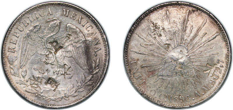 Mexico Federal Republic 1898 Cn AM 1 Peso Silver (.9027) Culiacán Mint (1720000)...