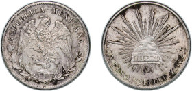 Mexico Federal Republic 1898 Zs FZ 1 Peso Silver (.9027) Zacatecas Mint (5714000) 27.11g AU KM 409