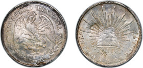 Mexico Federal Republic 1901 Mo AM 1 Peso Silver (.9027) Mexico City Mint (14505000) 26.83g XF Chopmarked KM 409