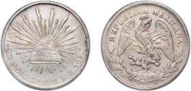 Mexico Federal Republic 1901 Zs FZ 1 Peso Silver (.9027) Zacatecas Mint 27.02g XF KM 409