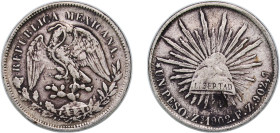 Mexico Federal Republic 1902 Zs FZ 1 Peso Silver (.9027) Zacatecas Mint (7134000) 26.89g VF KM 409