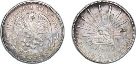 Mexico Federal Republic 1908 Mo AM 1 Peso Silver (.9027) Mexico City Mint (7575000) 27.02g XF Chopmarked KM 409