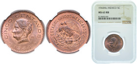 Mexico United Mexican States 1944 Mo 5 Centavos Copper Mexico City Mint (53463000) 6.5g NGC MS 63 KM 424 Schön 37