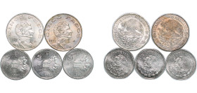 Mexico United Mexican States 1971 - 1980 5 Pesos (5 Lots) Copper-nickel Mexico City Mint UNC