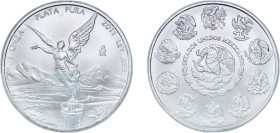 Mexico United Mexican States 2011 Mo 1 Onza "Libertad" Silver (.999) Mexico City Mint (1200000) 31.11g BU KM 639