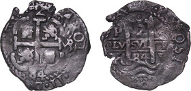 Bolivia Spanish colony 1684 P VR 2 Reales - Charles II Silver (.931) Potosi Mint 5.66g AU KM 24 KM R25