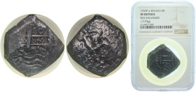 Bolivia Spanish colony 1753 P q 8 Reales - Ferdinand VI Silver (.917) Potosi Mint 27.067g NGC XF Seawater Corrossion KM 40