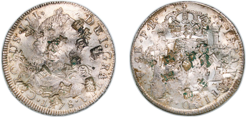 Bolivia Spanish colony 1778 PTS PR 8 Reales - Charles III "遂 万 上" Silver (.903) ...