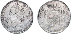 Bolivia Spanish colony 1790 PTS PR 8 Reales - Charles IV Silver (.896) Potosi Mint 26.69g VF Chopmarked KM 64
