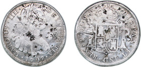 Bolivia Spanish colony 1797 PTS PP 8 Reales - Charles IV Silver (.896) Potosi Mint 26.7g VF Chopmarked KM 73