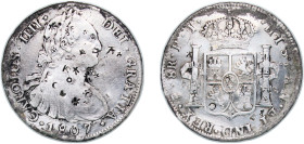 Bolivia Spanish colony 1807 PTS PJ 8 Reales - Charles IV Silver (.896) Potosi Mint (3588000) 26.62g VF Chopmarked KM 73