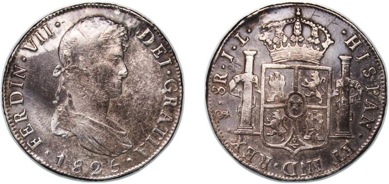 Bolivia Spanish colony 1825 PTS JL 8 Reales - Ferdinand VII Silver (.896) Potosi...